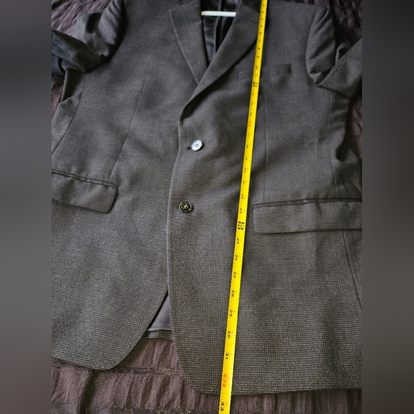 Calvin Klein Like New Formal 2 Button Mens 44L Grey Print Blazer Suit Jacket - Picture 7 of 8